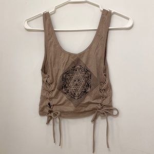 Kendall and Kylie Tan crop top with ties